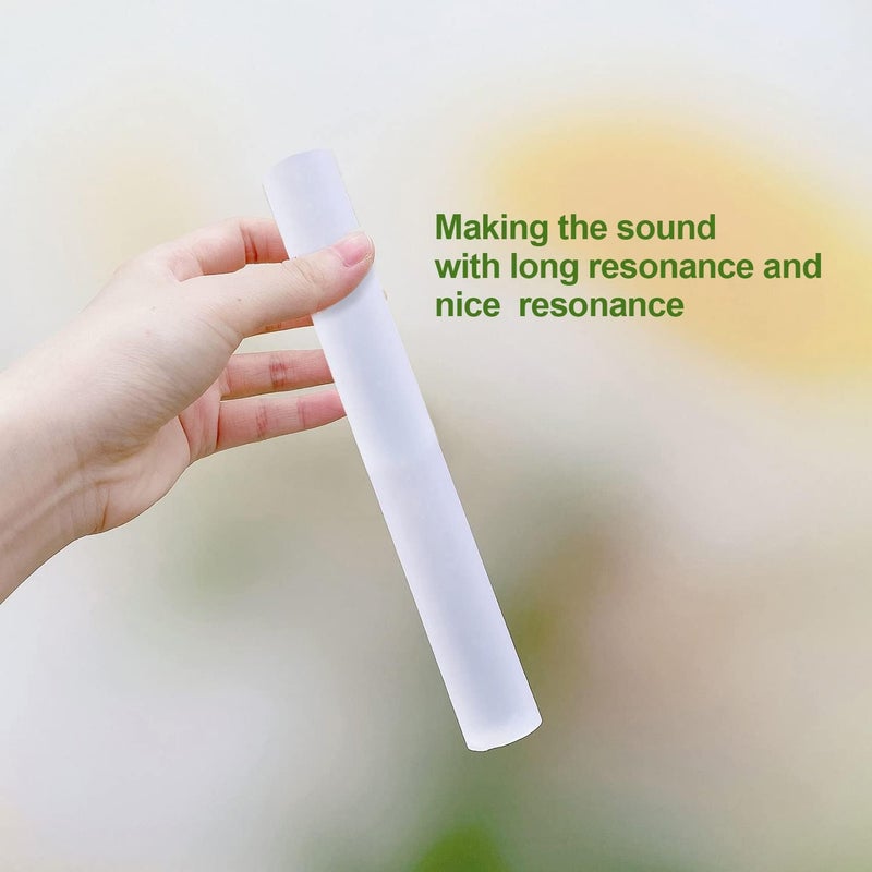 UPCEED Singing Bowl Mallet Clear Acrylic Silicone Rubber Striker Mallet for Playing Quartz Crystal Singing Bowl with Bundle Pocket(White) - Image 2